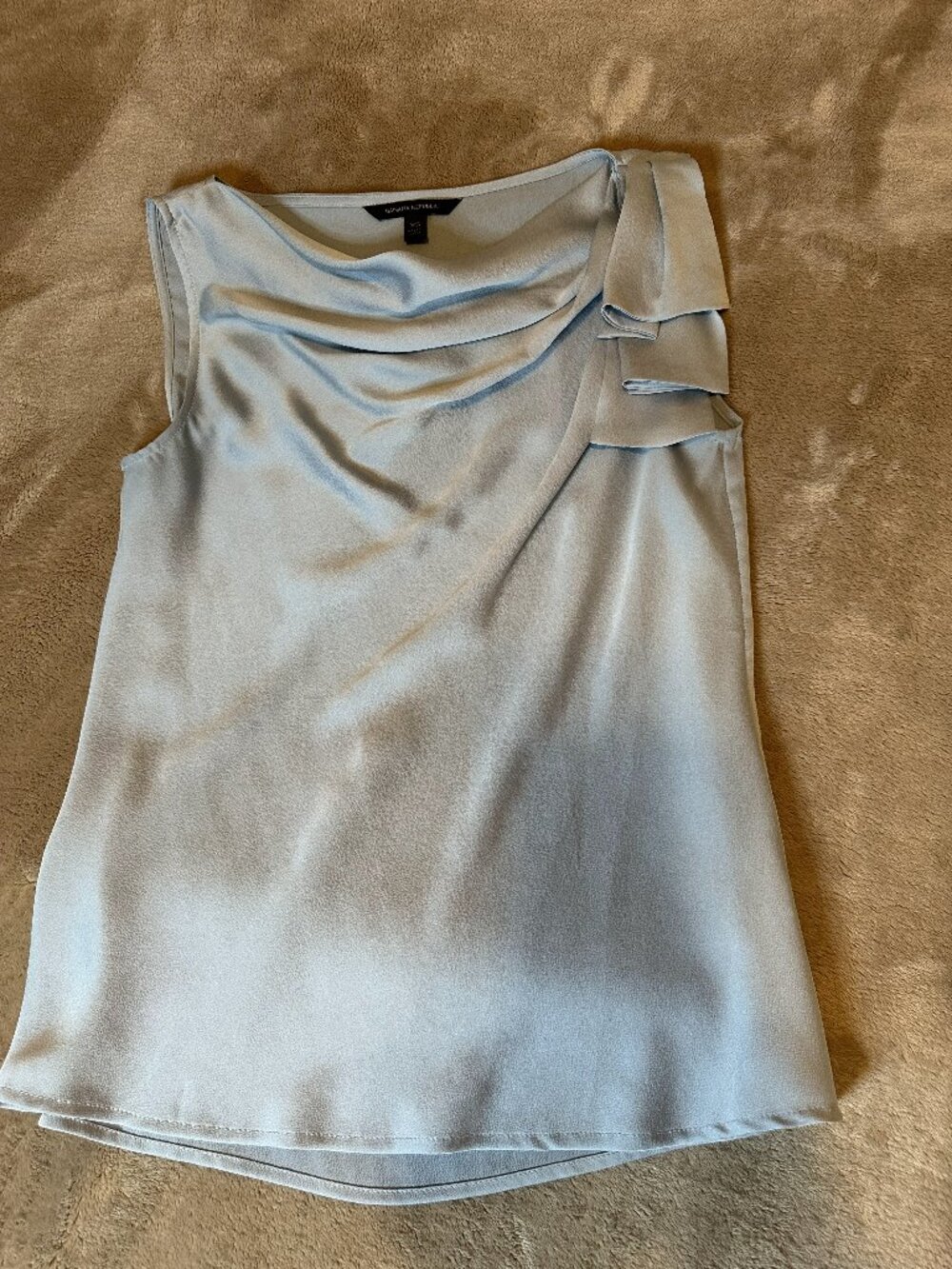 Banana Republic Extra Small Light Blue Cowl Neck Blouse with Ruffle Detail